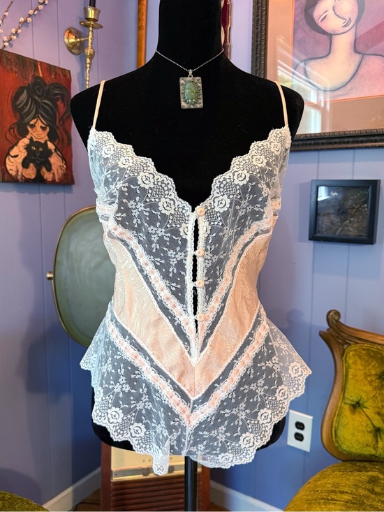Vintage Other - NWT Vintage 70s/80s Lace And Satin Bodysuit Teddy Size L